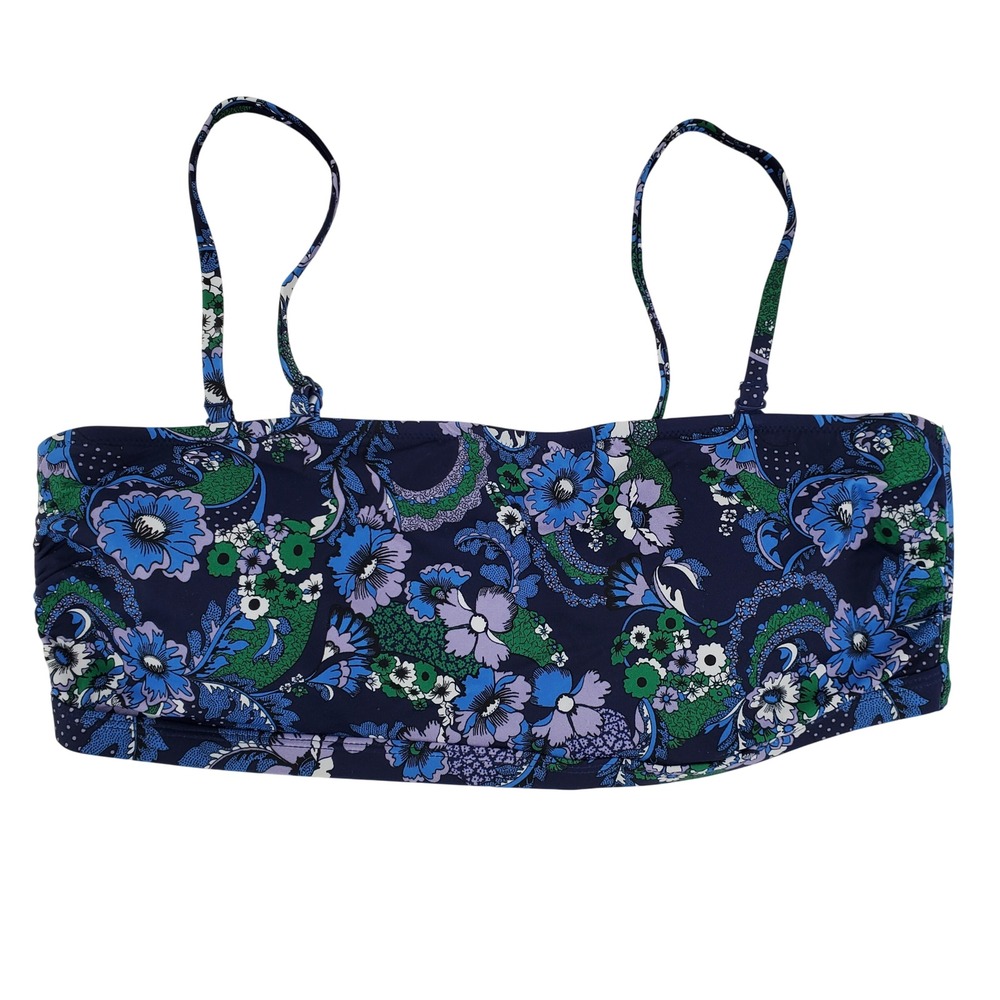 Amazon Essentials XXL Bandeau‎ Bikini Top Deep Blue Paisley UPF 50+ Adjustable